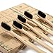 Sprmal Eco-Friendly Natural Bamboo Charcoal Toothbrush-Pack of 5,Individually Numbered,Zero Plastic Packaging,Biodegradable Organic Bamboo Handle and BPA Free Soft Nylon Bristles for Sensitive Gums