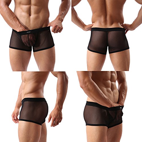 Evankin Men's Sexy Boxer Briefs Gay Mesh Breathable Cool Underwear 4 Pack(36Hei,XXL) - Thumbnail 4