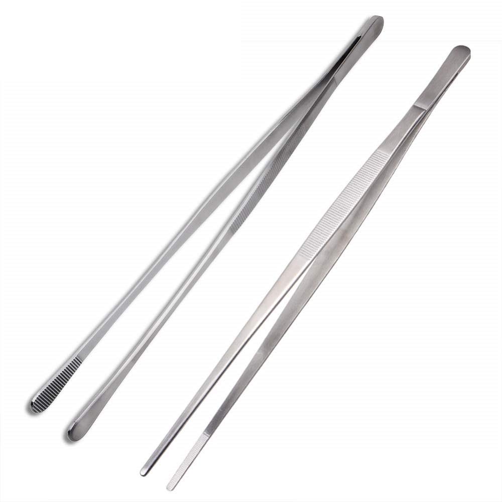 Buy NJ Fine Tweezer Tongs, ExtraLong Stainless Steel Tweezers Wide Grip and Narrow Grip