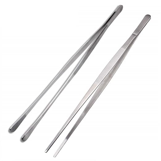 Buy NJ Fine Tweezer Tongs, ExtraLong Stainless Steel Tweezers Wide