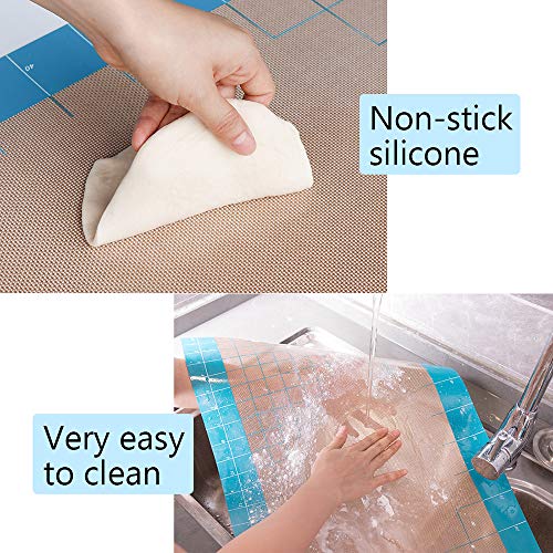 Red 36" x 24" Silicone Pastry Mat Non Stick Baking Mat with Measurements, Extra Large Full Sticks To Countertop Surface Liner For Rolling Dough Kneading Fondant Pie Crust Pizza Bread Cookie Scone - Thumbnail 5