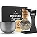 Shaving Set, Anbbas 4in1 Pure Badger Hair Shaving Brush Solid Manchurian Ash Wood Handle,Black Broken-Resistant Acrylic Shaving Stand,Stainless Steel Shaving Bowl Dia 3.2 inch and Goat Milk Soap 100g
