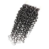 ISEE Mongolian Afro Kinky Curly Hair Closure Virgin Human Curly Hair 4x4 Lace Closure Free Part Hand Tied (20inch Closure)