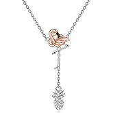 LUHE Flamingo Necklace for Women Sterling Silver Flamingo Y Necklace Jewelry Gifts for Women