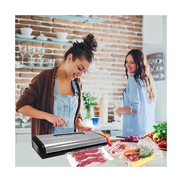 Crenova-Vs100S-Vacuum-Sealing-System-with-Starter-Kit-Metal-Design-3-mm-Seal-Indicator-Lights-Manual-Pause-Function-Plus-Sealer-Bags-10-Piece