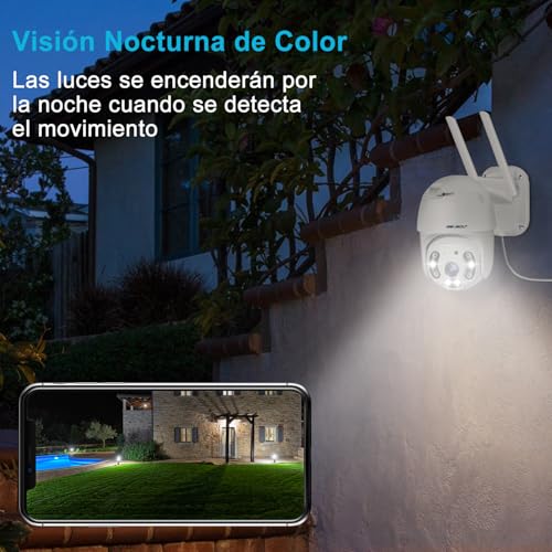 GENBOLT 2.5K Outdoor WiFi Surveillance Camera, Home CCTV Camera with PTZ Automatic Tracking IP Detection Human External Security Camera Color Night Vision, Siren Aactive Alarm