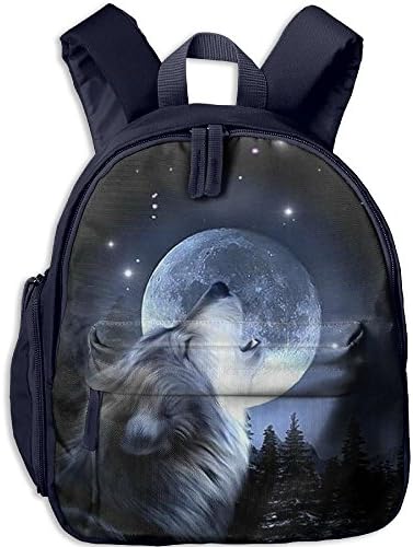 Night Wolf Howl Coustom Student Schoolbags Portable Bookbags School Bags Backbag For Teen Girl Boys Navy