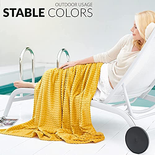 Throw Blankets 60”x80”, Twin Size, Mustard Yellow Waffle Blanket