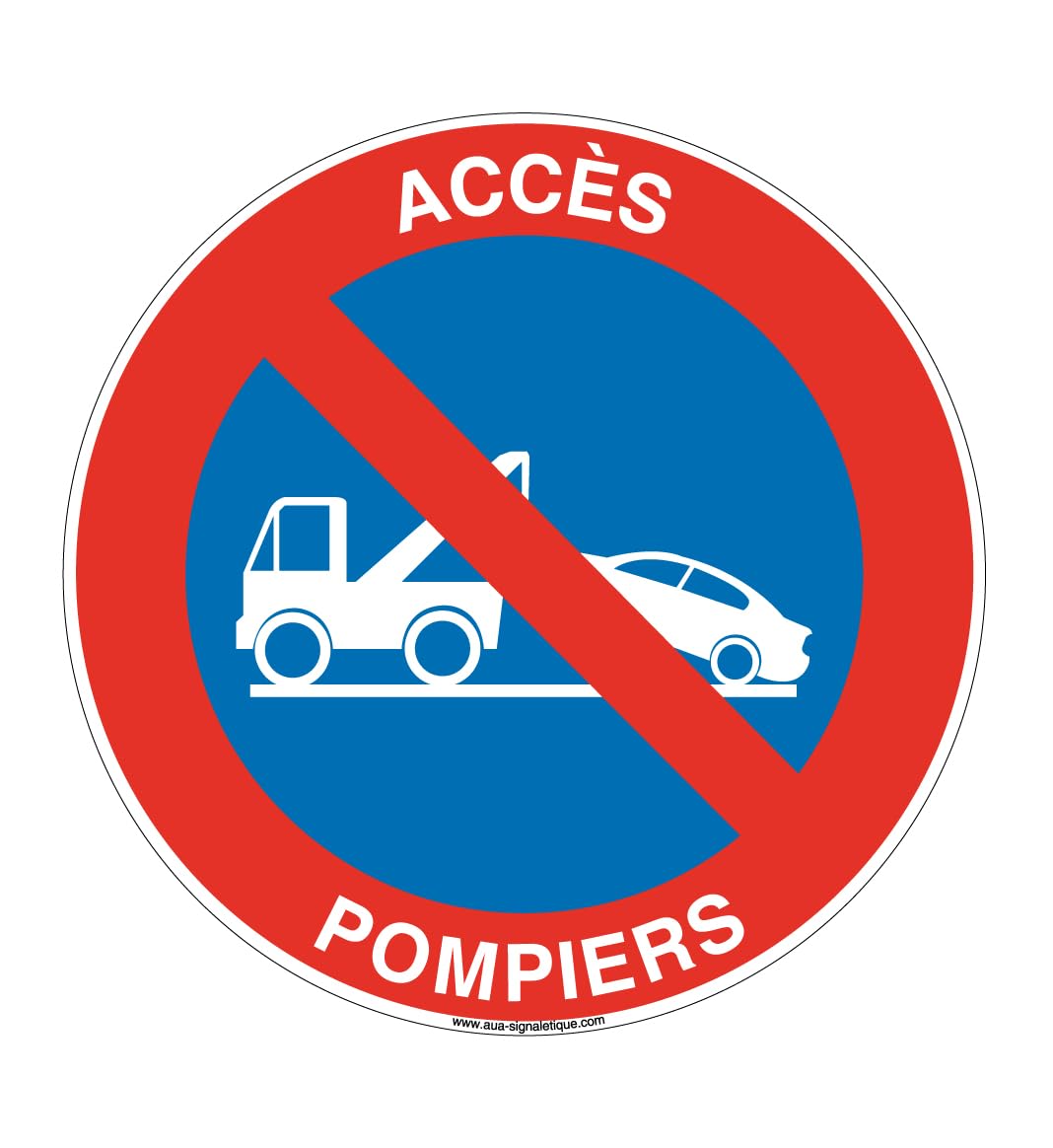 Aua Signaletique - Panneau Accès Pompiers - Ø 450 Mm, Aluminium Dibond 3 mm