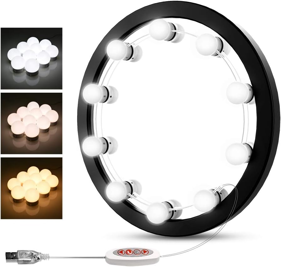 Nitin/Hollywood/Style/LED/Vanity/Mirror/Lights/Kit/With/Dimmable/Light/Vanity Makeup Mirror Lights With Dimmer,Lighting Fixture Strip for Makeup Vanity Table Set (Mirror Not Included)