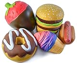 Angry-Wolf Jumbo Squishies 5 Pack | Squishy Ultra Soft & Slow Rising Kawaii Toys | Ice Cream, Strawberry, Donut, Hot Dog, Hamburger | Stress Relief Toy Set | Squeeze Scented Gift For Kids, Adults