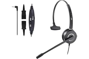 2.5mm Telephone Headset with Noise Cancelling Microphone, Office Headset Compatible with AT&T, Panasonic, Uniden, Cisco SPA, 
