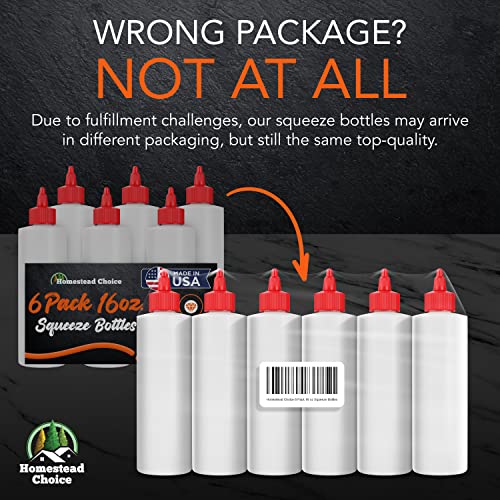 6pack Plastic Squeeze Bottles for Sauces 16 OZ Condiment Squeeze