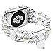 TOMAZON Bracelet Band Compatible for Apple Watch 42mm 44mm 45mm Series SE 7 6 5 4 3 2 1, Fashion Handmade Elastic Stretch Pearl Beads iWatch Wristbands for Women, White