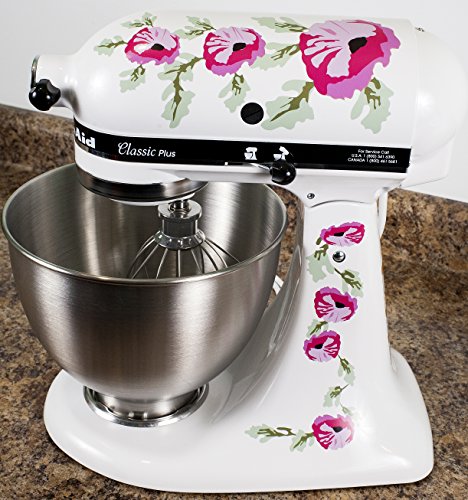 Pink Poppy Flowers Watercolor Vinyl Decals for Kitchen Mixers