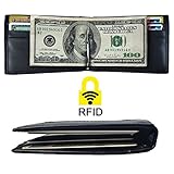 RFID Wallet Mens Slim Bifold Leather Front Pocket Wallet Money Clip Card Holder