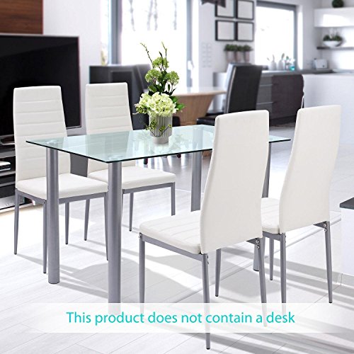 Kaluo 4pcs Modern Dining Chair, Durable Metal Leg and PU leather Chair for Kitchen, Dining, Bedroom, Living Room, Up to 150KG/330LB