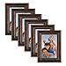 DesignOvation Kieva Solid Wood Picture Frame, Distressed Espresso Brown 4x6, Pack of 6