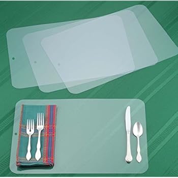 Clear Placemat Set of 4 - Washable Dining or Kitchen Table Mat - Plastic - Heat Resistant