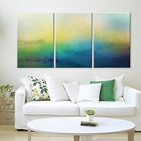 3 Panel Canvas Wall Art - Watercolor Painting Style Colorful Abstract Seascape - Giclee Print Gallery Wrap Modern Home Art Ready to Hang - 16"x24" x 3 Panels