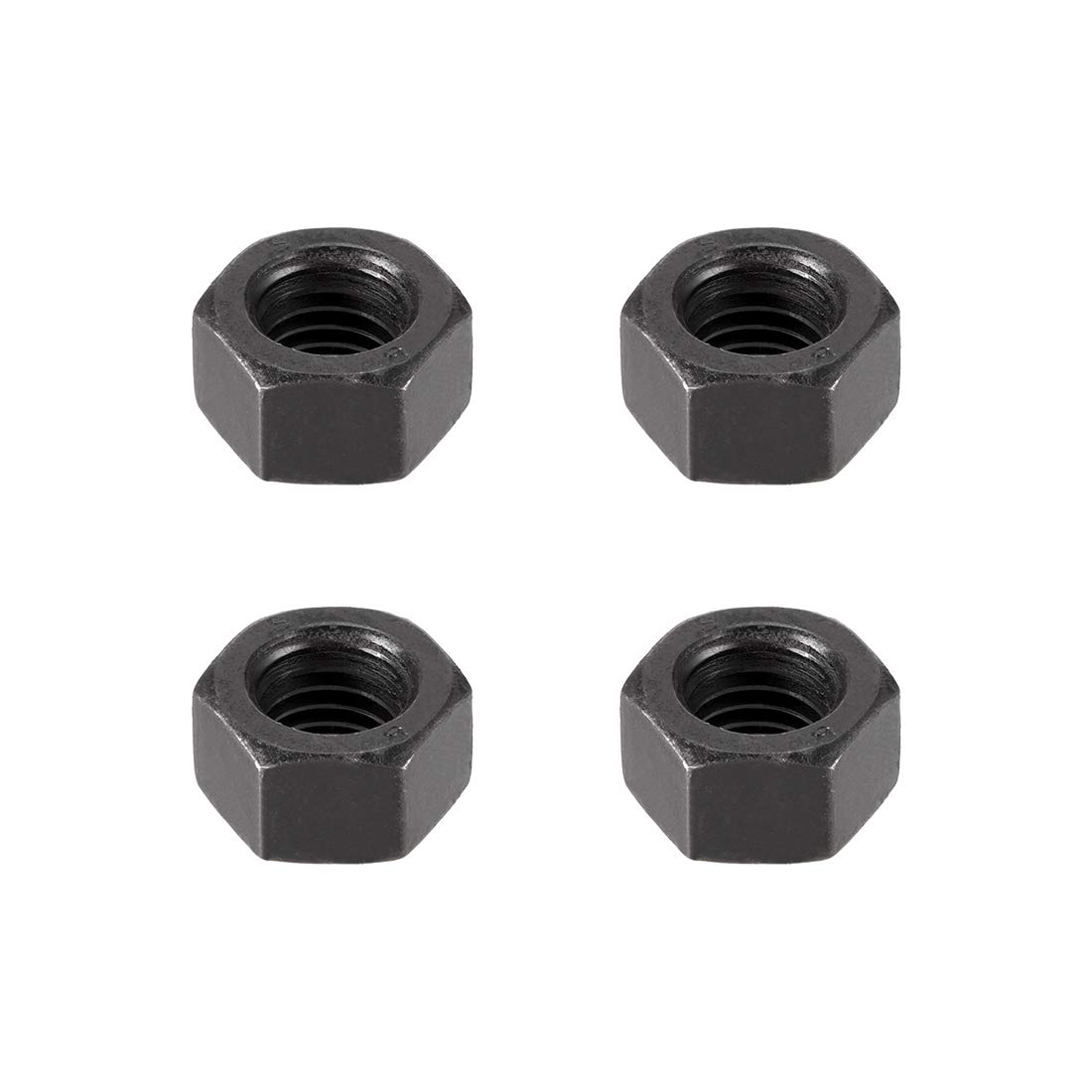 sourcing map Hex Nuts, M14x2mm Metric Coarse Thread Hexagon Nut, Carbon Steel, Pack of 4 (Black)