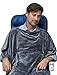 TRAVELREST 4-in-1 Travel Blanket – Wearable Blanket, Pillow & Body Wrap, Lightweight, Compact & Cozy with Carry Case, Travel Friendly, Comfort, Ideal for Airplanes, Long Flights, Road Trips - Gray