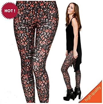 Leggings la moda one size and pulse size printed brushed women leggings ultra soft (coffe beans)