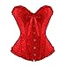 YAQKUOA Womens Corset Plus Size Sexy Lingerie Floral Lace Up Overbust Bustier Top red