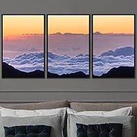 3 Piece Framed Canvas Wall Art Foggy Mountains Canvas Prints Home Artwork Decoration for Living Room,Bedroom - 16