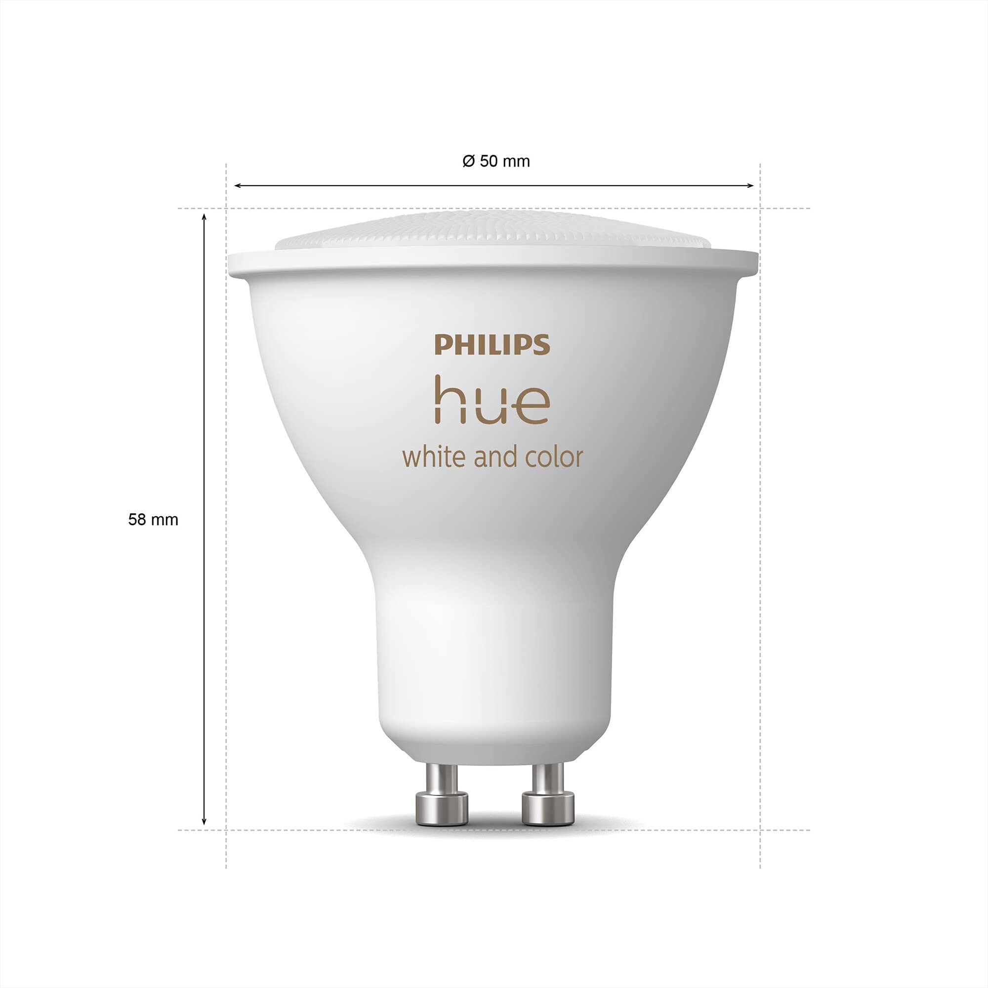 Philips Hue White & Color Ambiance GU10 LED Spot 3er Pack (350 lm), dimmbare LED Lampen für das Hue Lichtsystem mit 16 Mio. Farben, smarte Lichtsteuerung über Sprache und App 4