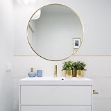 Warmiehomy Round Gold Wall Mirror 40cm Frame Makeup Mirror view 7