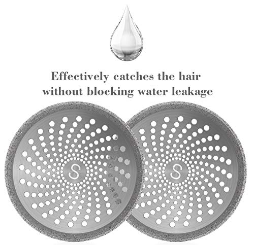 Shower Drain Hair Stopper | Bathroom Stall Drain Catcher Trap Cover Strainer Protector Cover Stopper Bathtub Collector, Stainless Steel - Silicone and Silver Glitter, 4.7 Inches - Only for FLAT drains