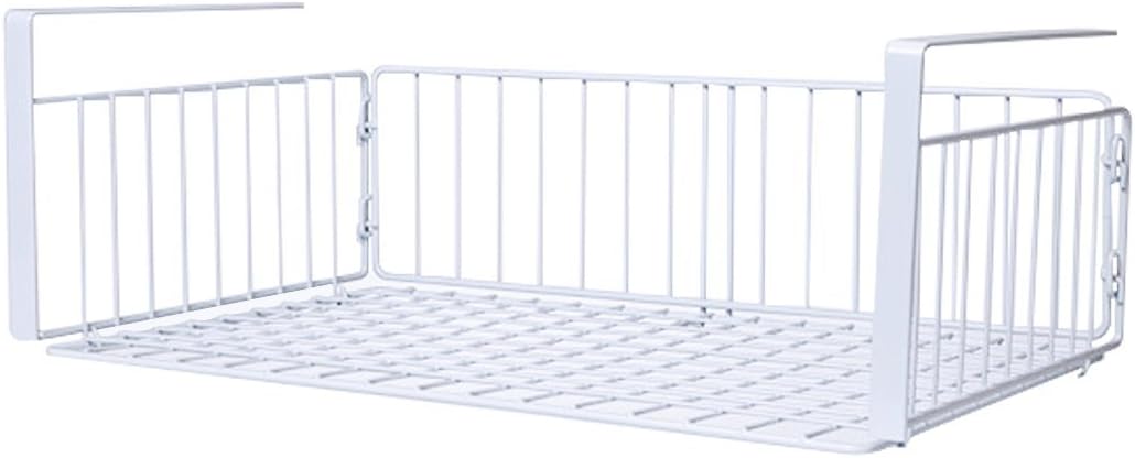 YOMYM Under Shelf Storage Basket Removable Kitchen Mesh Cabinet Organiser - White