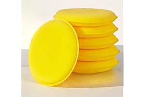 Autrago 4" Foam Applicator Pads, 6 Pack – Ultra-Soft Tight-Cell Foam Sponges for Car Wax, Polish, Tire Dressing, Interior Protectants – Reusable Auto Detailing Pads – Yellow
