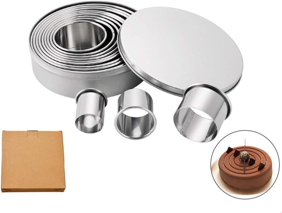 Round Cookie Biscuit Cutter Set - 12 Pack Pastry Cutters in Graduated Sizes for Donut, Dough, Fondant, Clay - Stainless Steel Circle Cutter Cake Ring Molds