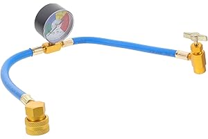 R134a Recharge Kit - AC Charging Hose with Gauge for Car Air Conditioner - Refrigerant Refill Tool for 1/2 Puncture Can - Aut