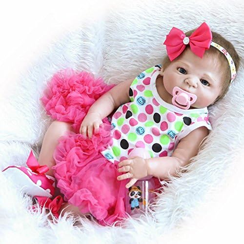 ZELY 22 Inches Full Body Silicone Reborn Baby Doll that Look Real Lifelike Newborn Girls toys Free Magnet Pacifier