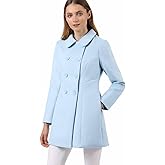 Allegra K Women's Peter Pan Collar Double Breasted Winter Long Trench Pea Coat