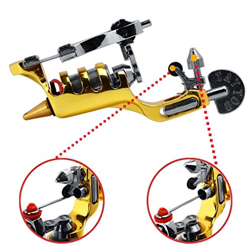 Lotus.flower Extreme Rotary Tattoo Machine Carbon Steel Machine GunLinner Shader Equipment for Tattooing (Gold)
