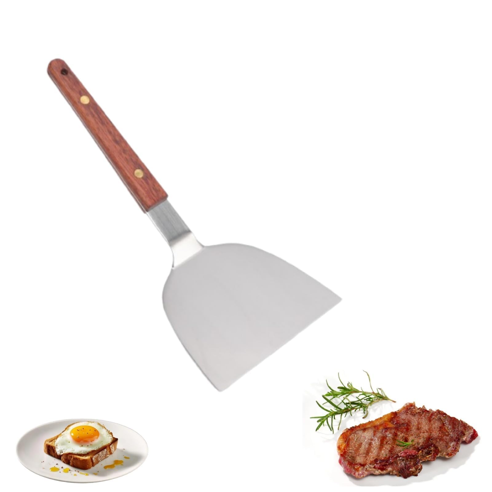 BBQ Spatula, 4.7in Wide Grill Spatula Stainless Steel Spatula Spatulas with Long Handle Metal Spatula Turner Fish Slice Crepe Spreader Pancake Spatula Burger Spatula for Cooking