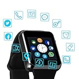 Junwei Smart Watch Color Touch Screen Bluetooth Smart Watch Sports Smart Watch TF/SIM Card Slot Smart Watch Multi Function Smart Watch Compatible with Samsung Android iPhone iOS Kids Women Men