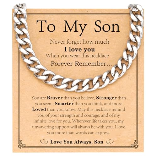 VULETO Mens 8mm Width Stainless Steel Cuban Link Chain Necklace,Promise Necklace Valentines Day Birthday Jewelry Gifts for Him Men Boyfriend Husband