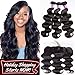 Star Show 9A Brazilian Hair Body Wave Bundles with Frontal Closure 13X4 Pre Plucked Closure with Baby Hair 8A Unprocessed Virgin Human Hair Extensions 22 24 26 with 18 Inch Frontal