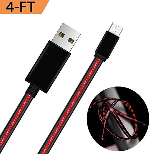Tomoson Micro USB Cable,LED Android Charger Fast Charging Visible Flowing Light 4ft Micro to USB Charging Cable for Samsung, Kindle, HTC, Nexus, LG, Xbox, PS4 (Red)