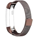 Fitbit Alta Band, AK Adjustable Fitbit Alta HR / Fitbit Alta Accessories bands Metal Wristband Band Strap with Magnetic Closure Clasp for Fitbit Alta / Fitbit Alta HR Fitness Tracker (Coffee)