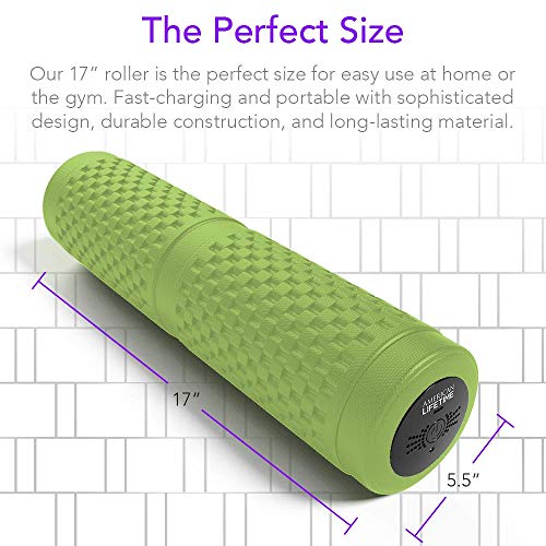 American Lifetime Vibrating Foam Roller - 17 Inch 4-Speed Rechargeable Electric High-Intensity Vibration, Deep Tissue Massager for Recovery, Pliability Training, Physical Therapy (Green)
