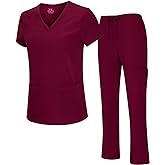 Natural Uniforms Women's Cool Stretch V-Neck Top and Cargo Pant Scrub Set with Regular and Petite Sizes