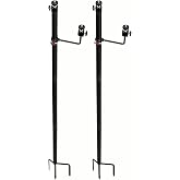 Xtellar 6' Heavy Duty Trail Camera Mount with Solar Panel Arm - 2-in-1 Adjustable Steel Ground Stake, 360&deg; Swivel Mounts, 3-Spike Base for Hunting/Outdoor Security Camera &amp; Solar Panel(2 Pack)