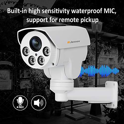 Poe Security IP Camera, Jennov HD 5MP (2592X1944) IP PTZ Security Camera H264++ CCTV Home Video &Audio Surveillance Outdoor IR-Cut Night Vision Motion Detection Free Remote Phone App
