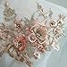 3D Embroidered Patches Nail Bead Tulle Applique Flower Patch for Clothing Wedding Dress Lace C Fabric DIY Decoration (Citrus Powder)